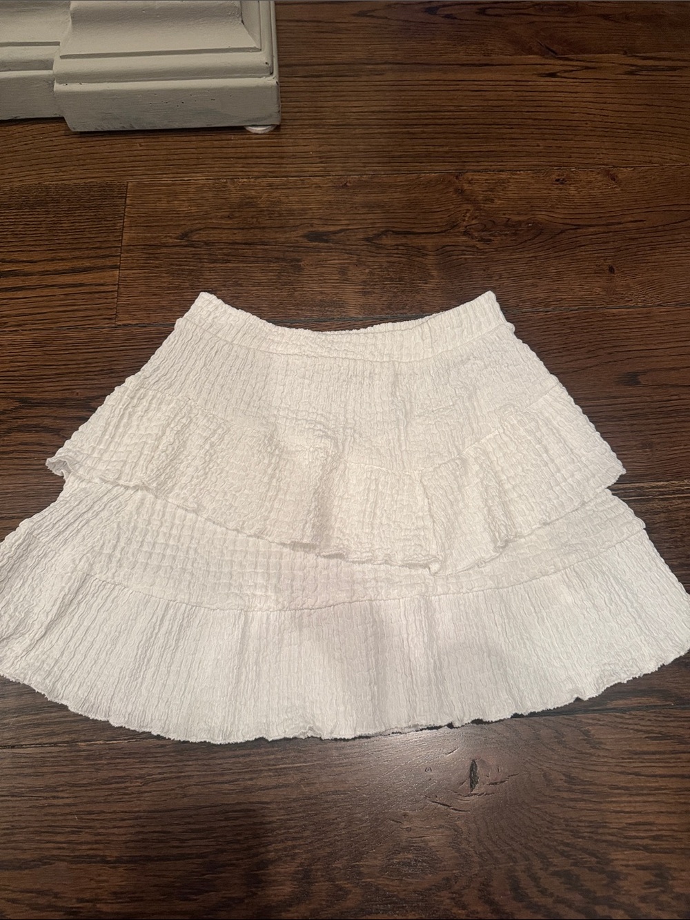 Zara White Tiered Ruffle Mini Skirt